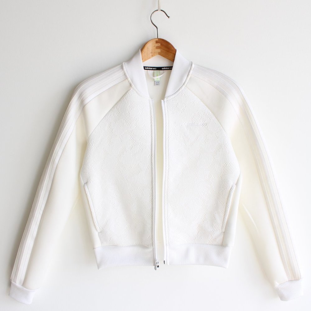 NWOT Adidas Neo Floral White Cropped Track Jacket